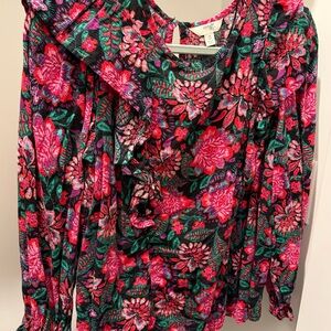 Terra & Sky Pink and Green Floral Blouse